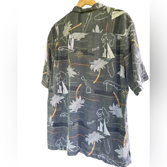 Tommy Bahama Hawaiian Silk Shirt  Sailboats  Palm Trees Print Men's XL - Picture 2 of 6